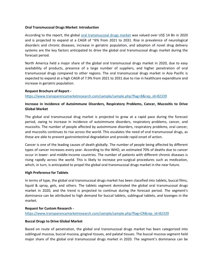 oral transmucosal drugs market introduction