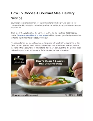 How To Choose A Gourmet Meal Delivery Service