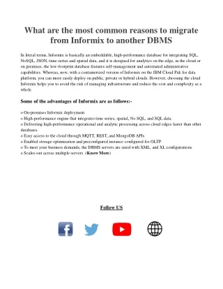 What are the most common reasons to migrate from Informix to another DBMS- Allbluesolutions.com