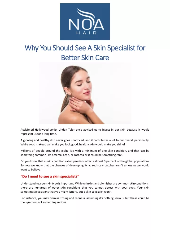 why you should see a skin specialist