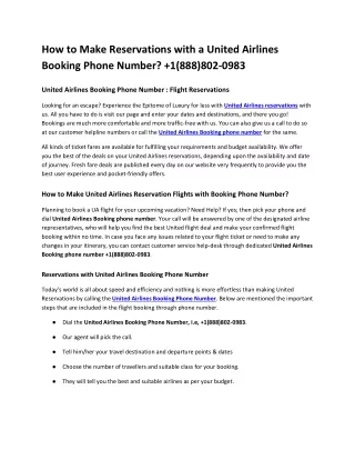 how to make reservations with a united airlines