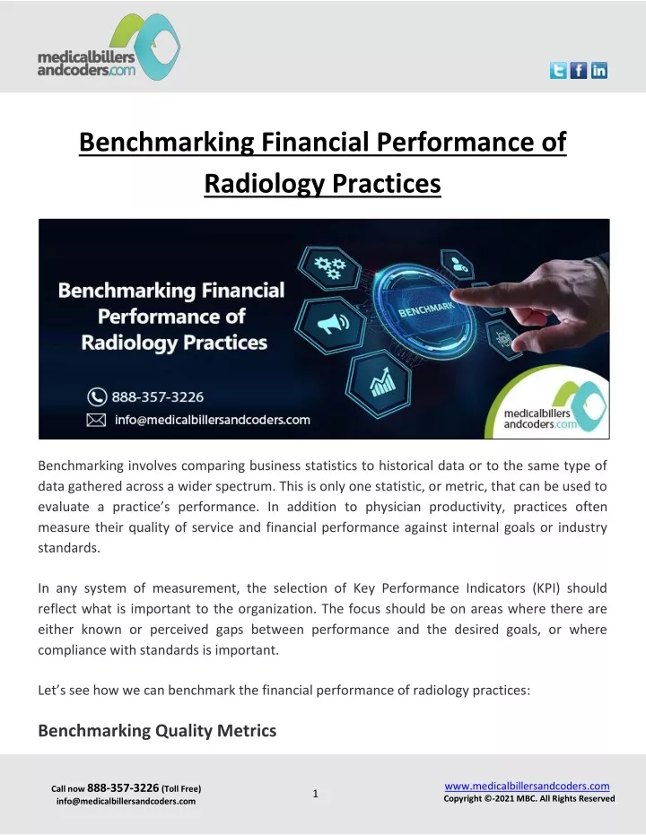 benchmarking financial performance of radiology
