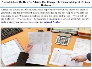 ahmad ashkar on how an advisor can change