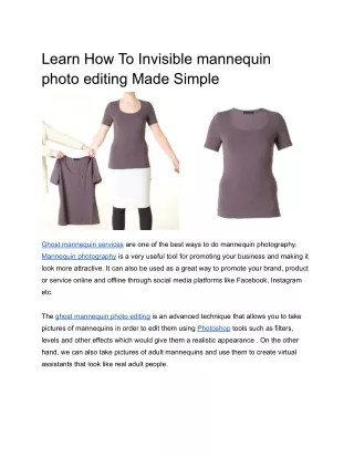 You Really Find Learn How To Invisible mannequin photo editing