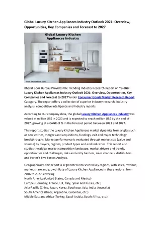 global luxury kitchen appliances industry outlook