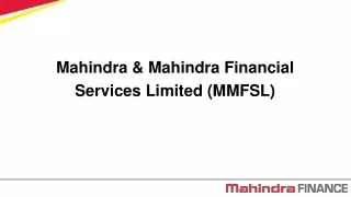 MAHINDRA AND MAHINDRA FINANCIAL SERVICES LTD. investor presentation
