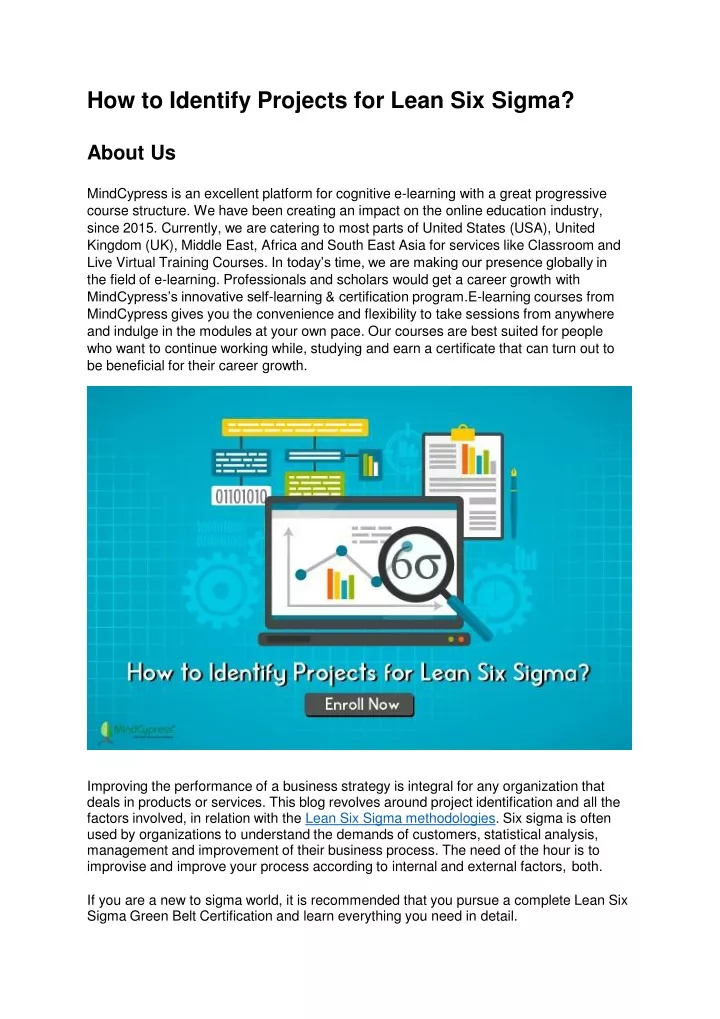 how to identify projects for lean six sigma about