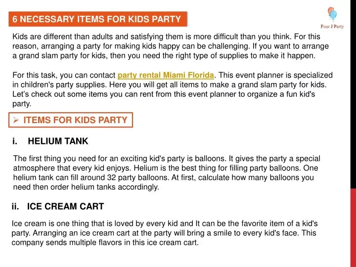 6 necessary items for kids party