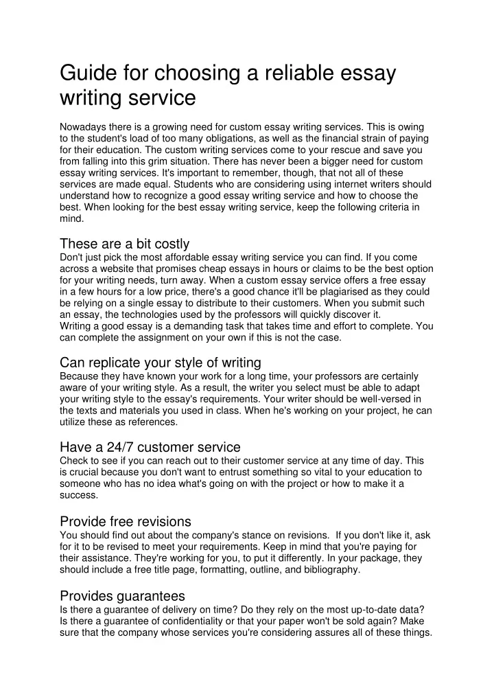 guide for choosing a reliable essay writing