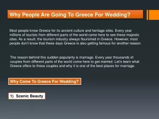 Why People Are Going To Greece For Wedding?