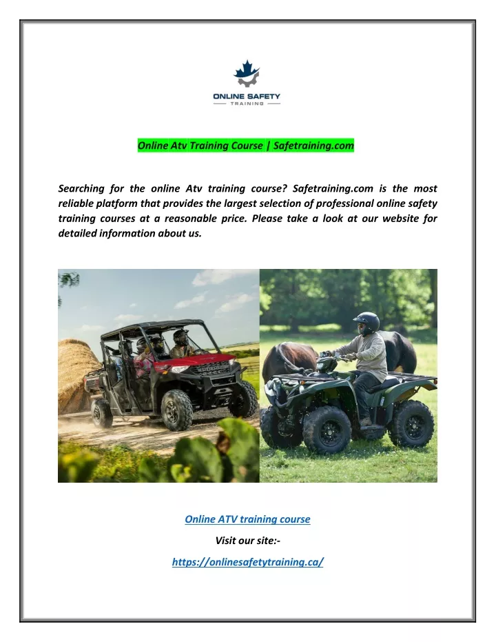 online atv training course safetraining com