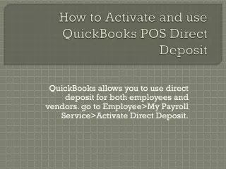 how to activate and use quickbooks pos direct deposit