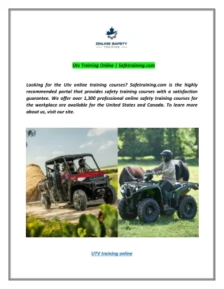 utv training online safetraining com
