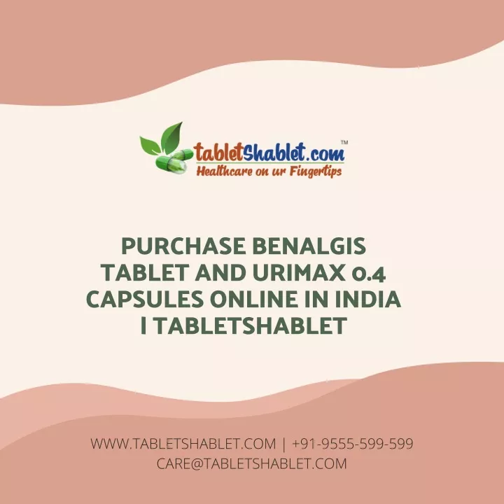 purchase benalgis tablet and urimax 0 4 capsules