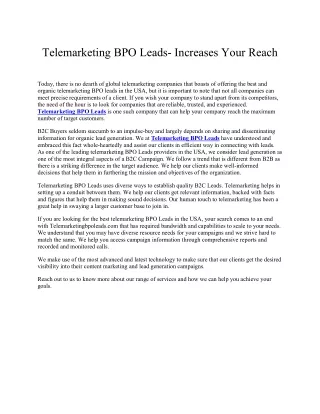 telemarketing bpo leads increases your reach