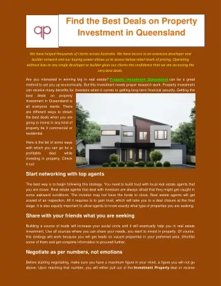 Find the Best Deals on Property Investment in Queensland