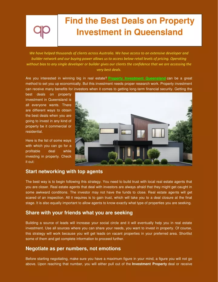 find the best deals on property investment