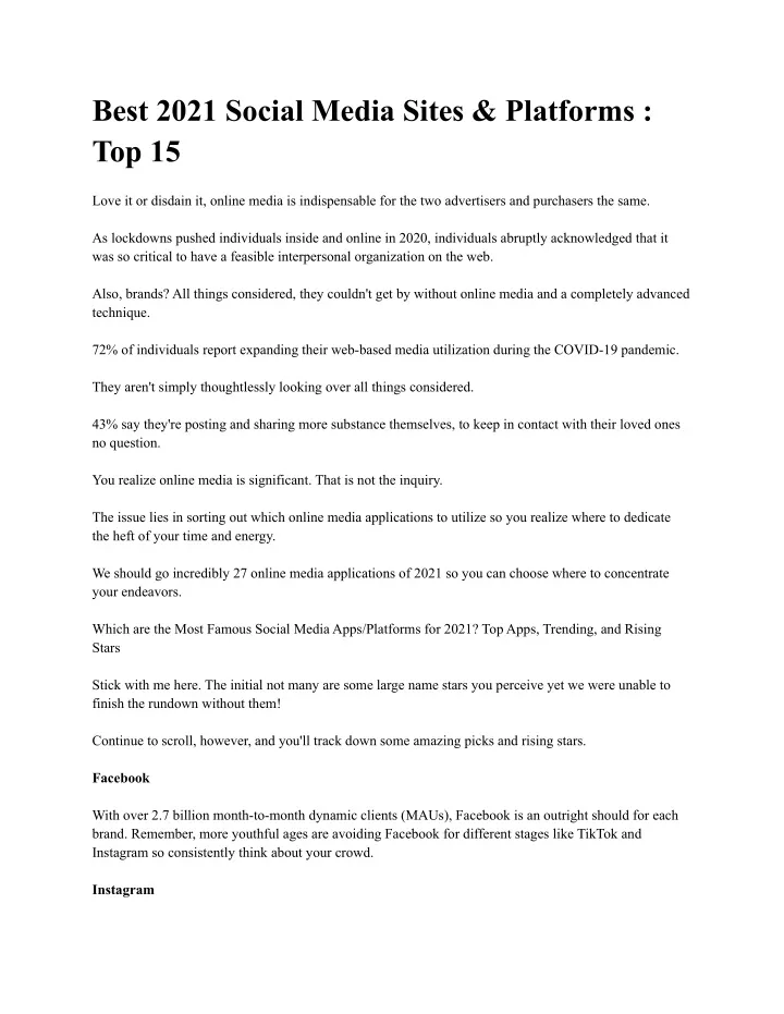 best 2021 social media sites platforms top 15