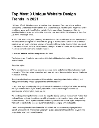 Top Most 9 Unique Website Design Trends in 2021