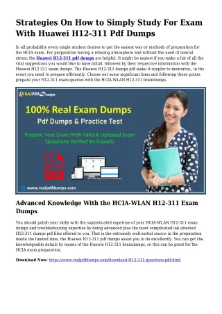 Polish Your Skills While using the Assist Of H12-311 Pdf Dumps