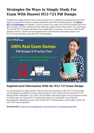 Viable Your Planning As a result of H12-723 Pdf Dumps
