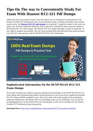 Feasible Your Preparation By H12-321 Pdf Dumps