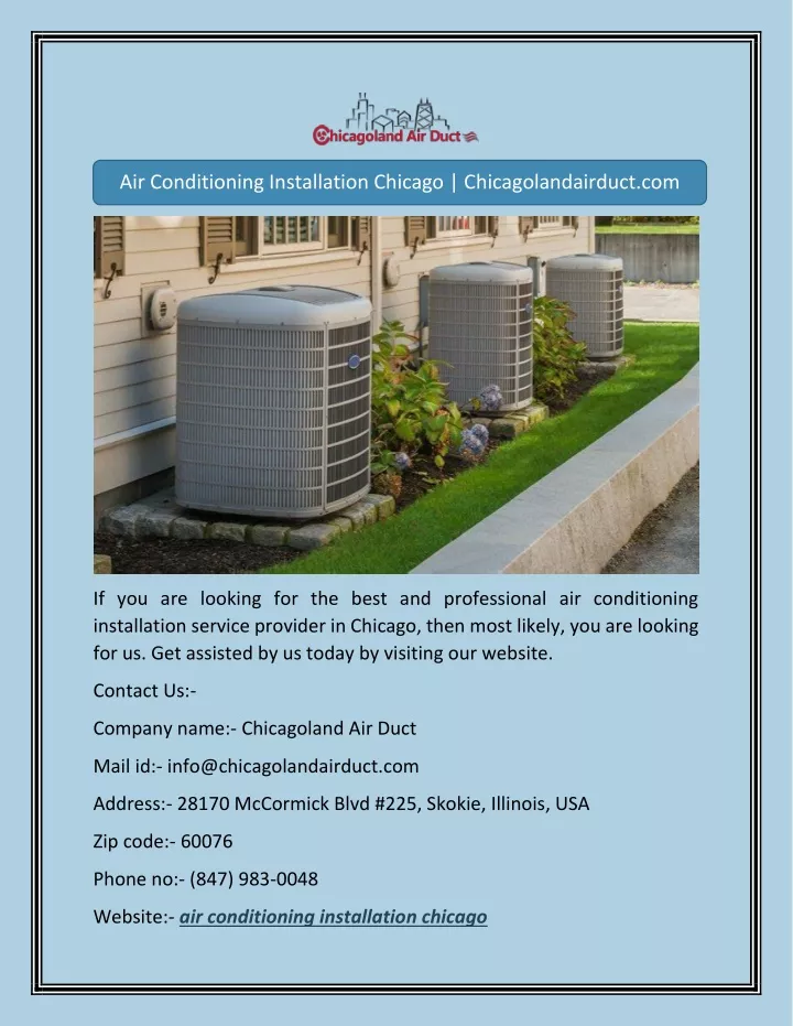 air conditioning installation chicago