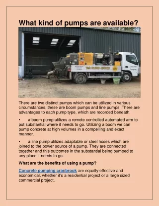 what kind of pumps are available