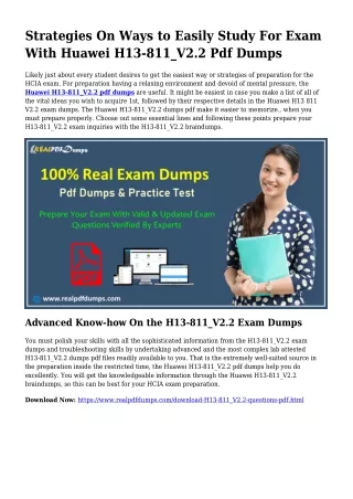 H13-811_V2.2 Pdf Dumps The Reasonable Planning Source
