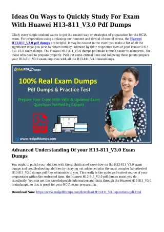 Practical Your Preparing As a result of H13-811_V3.0 Pdf Dumps