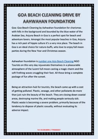 GOA BEACH CLEANING DRIVE BY AAHWAHAN FOUNDATION