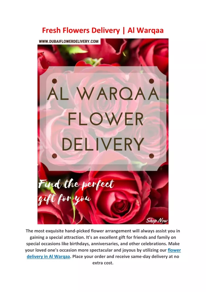 fresh flowers delivery al warqaa