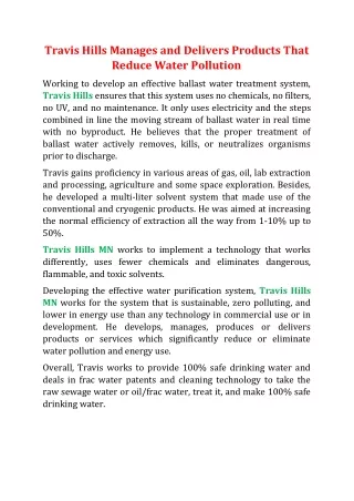 travis hills manages and delivers products that