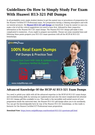 Useful Preparation Via the Assist Of H13-321 Dumps Pdf