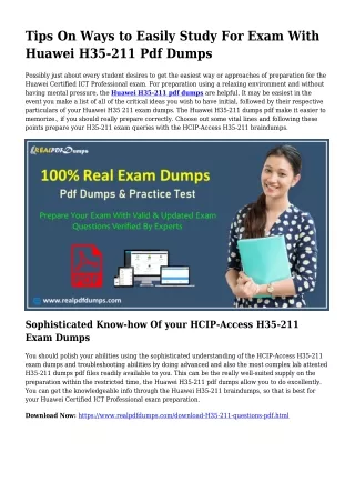 Worthwhile Preparing Via the Assistance Of H35-211 Dumps Pdf