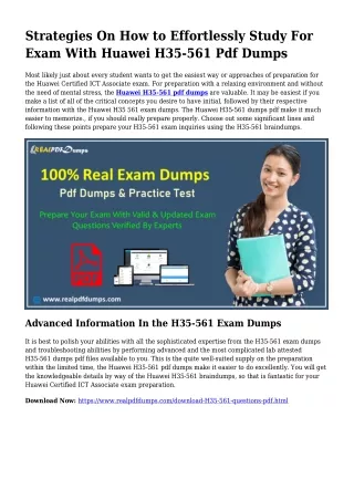 Viable Your Planning Via H35-561 Pdf Dumps