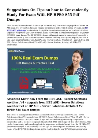 Polish Your Skills With the Support Of HPE0-S55 Pdf Dumps
