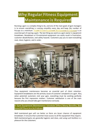 Why Regular Fitness Equipment Maintenance is Required