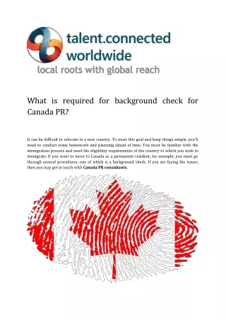 What is required for background check for Canada PR