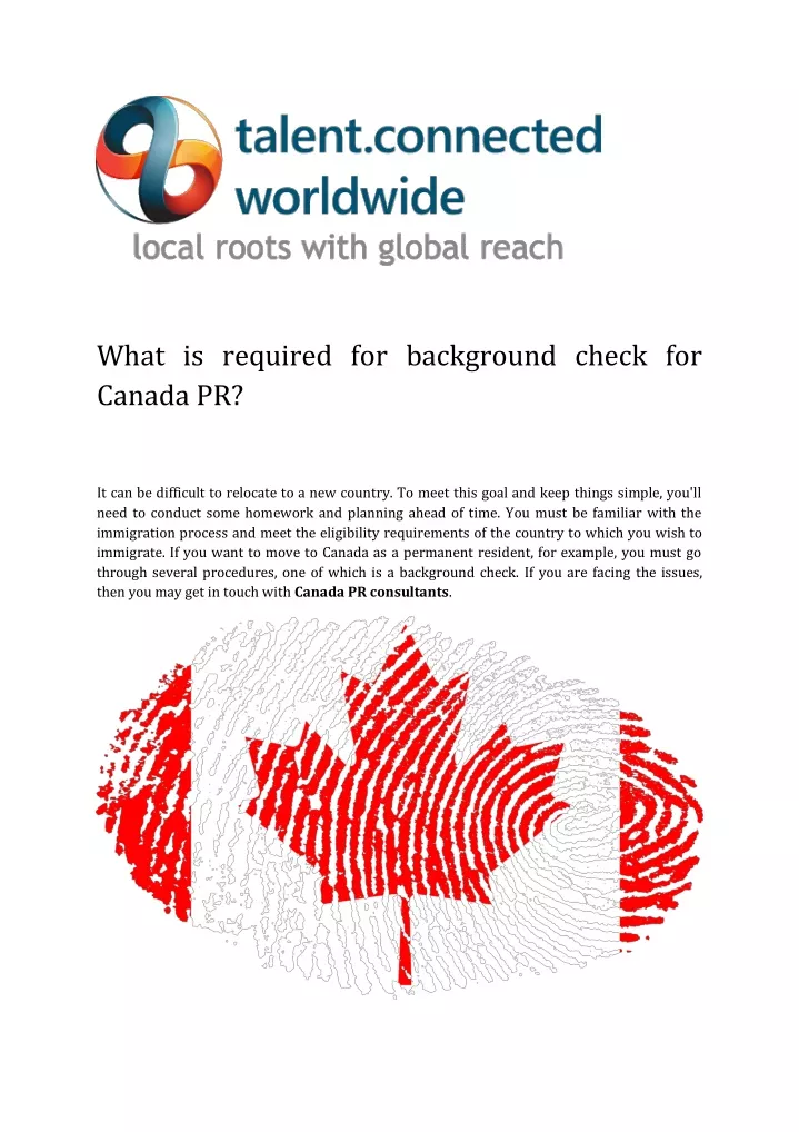 what is required for background check for canada