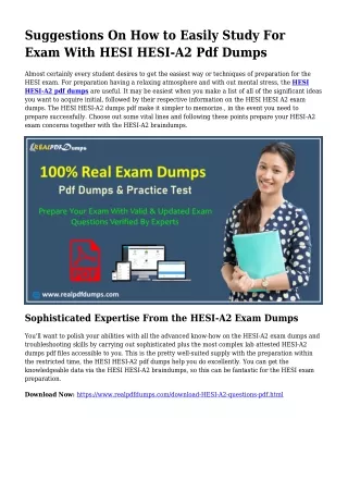 Practical Your Preparing As a result of HESI-A2 Pdf Dumps
