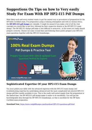 Practical Your Preparation Via HP2-I15 Pdf Dumps