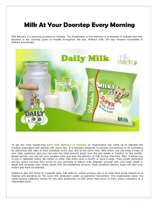 Milk At Your Doorstep Every Morning