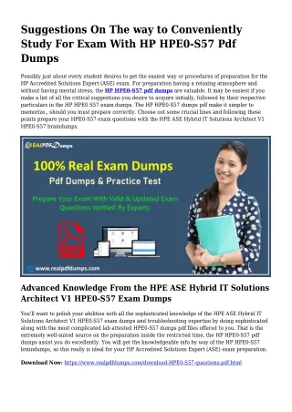 Sustainable HPE0-S57 Dumps Pdf For Incredible Consequence