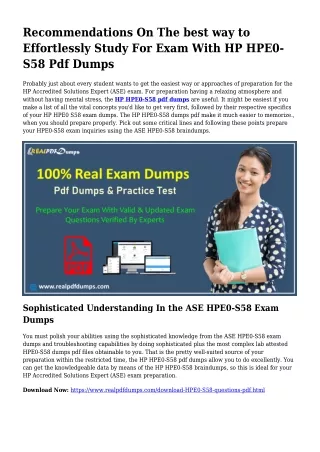 Polish Your Techniques While using the Support Of HPE0-S58 Pdf Dumps
