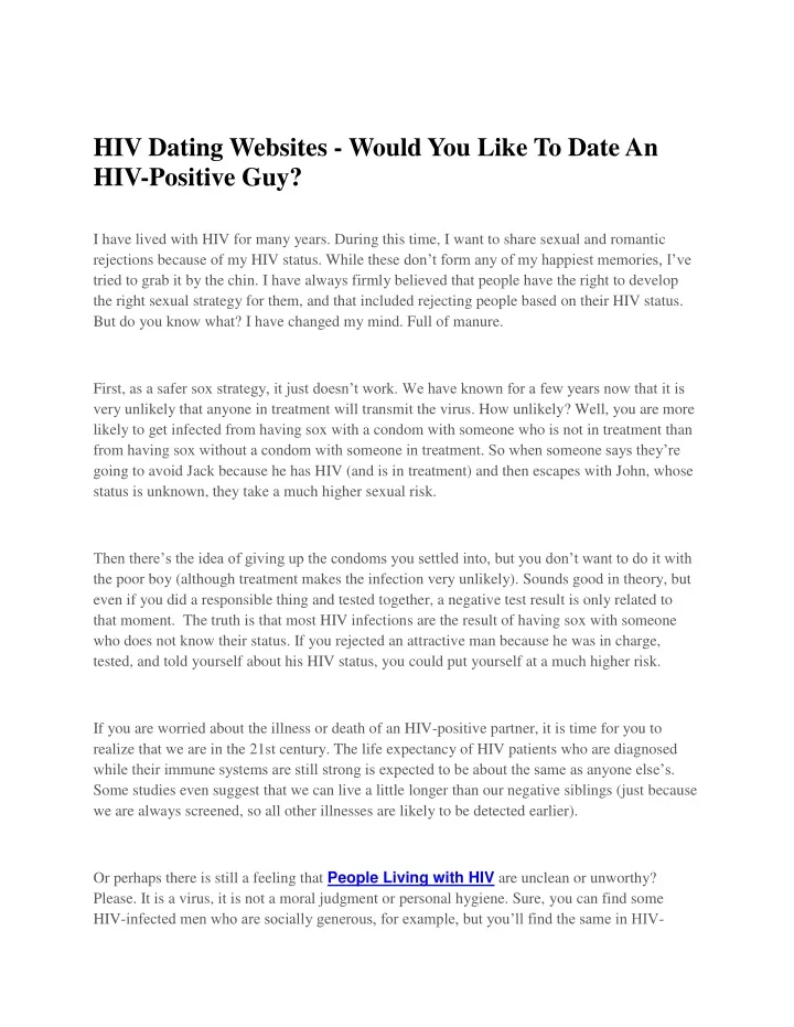 hiv dating websites would you like to date