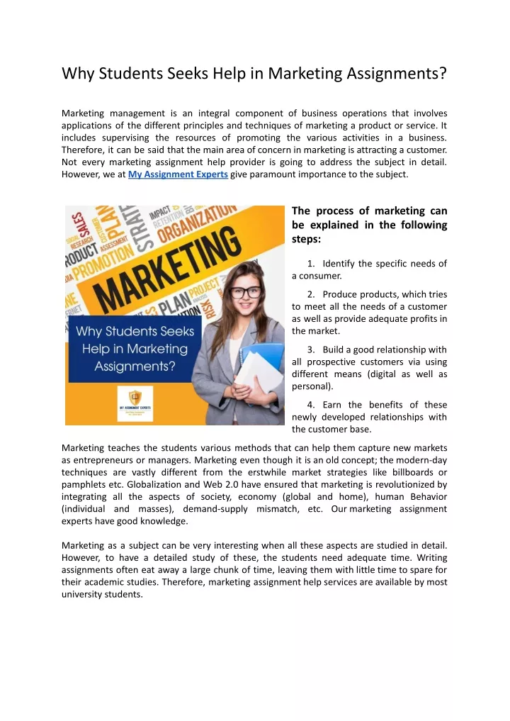 why students seeks help in marketing assignments