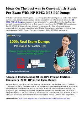 Valuable Preparation From the Assistance Of HPE2-N68 Dumps Pdf