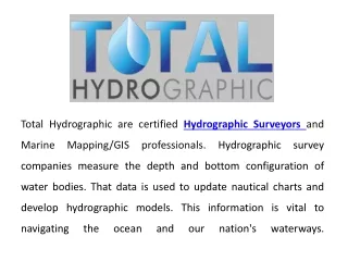 Hydrographic Surveys Related To The Mapping Of