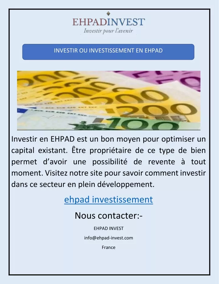 investir ou investissement en ehpad